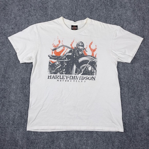 Harley-Davidson Other - Harley-Davidson Graphic T-Shirt Mens Large White Barnett El Paso Texas Flame L